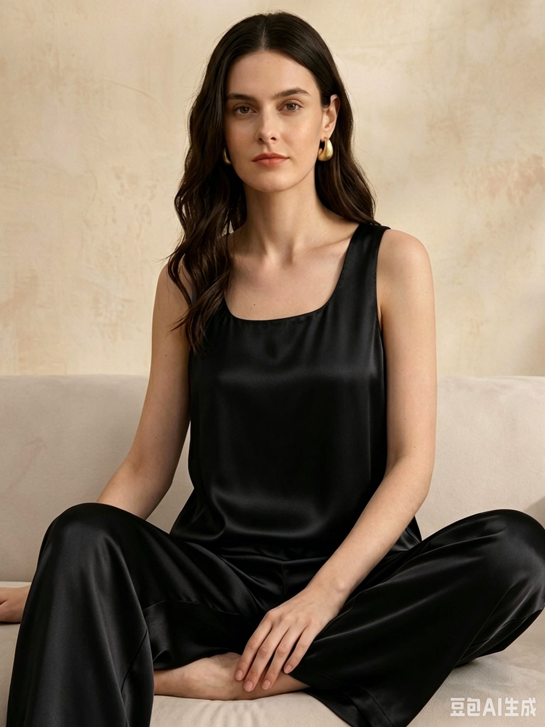 19 Momme Silk Stretch Satin Tank Top #color_Black
