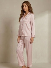Luxe Mulberry Silk Classic Lounge Set#color_Blush Pink