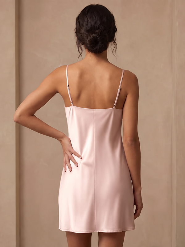 Sexy Swing Neck Suspender Dress#color_Blush