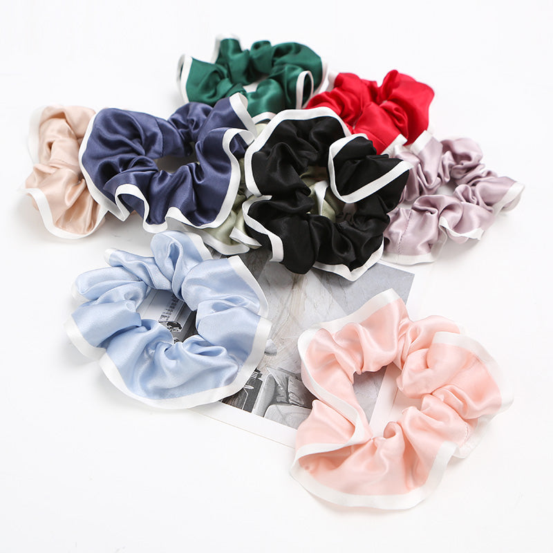 Contrast color silk scrunchies