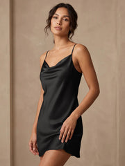 Sexy Swing Neck Suspender Dress#color_Black