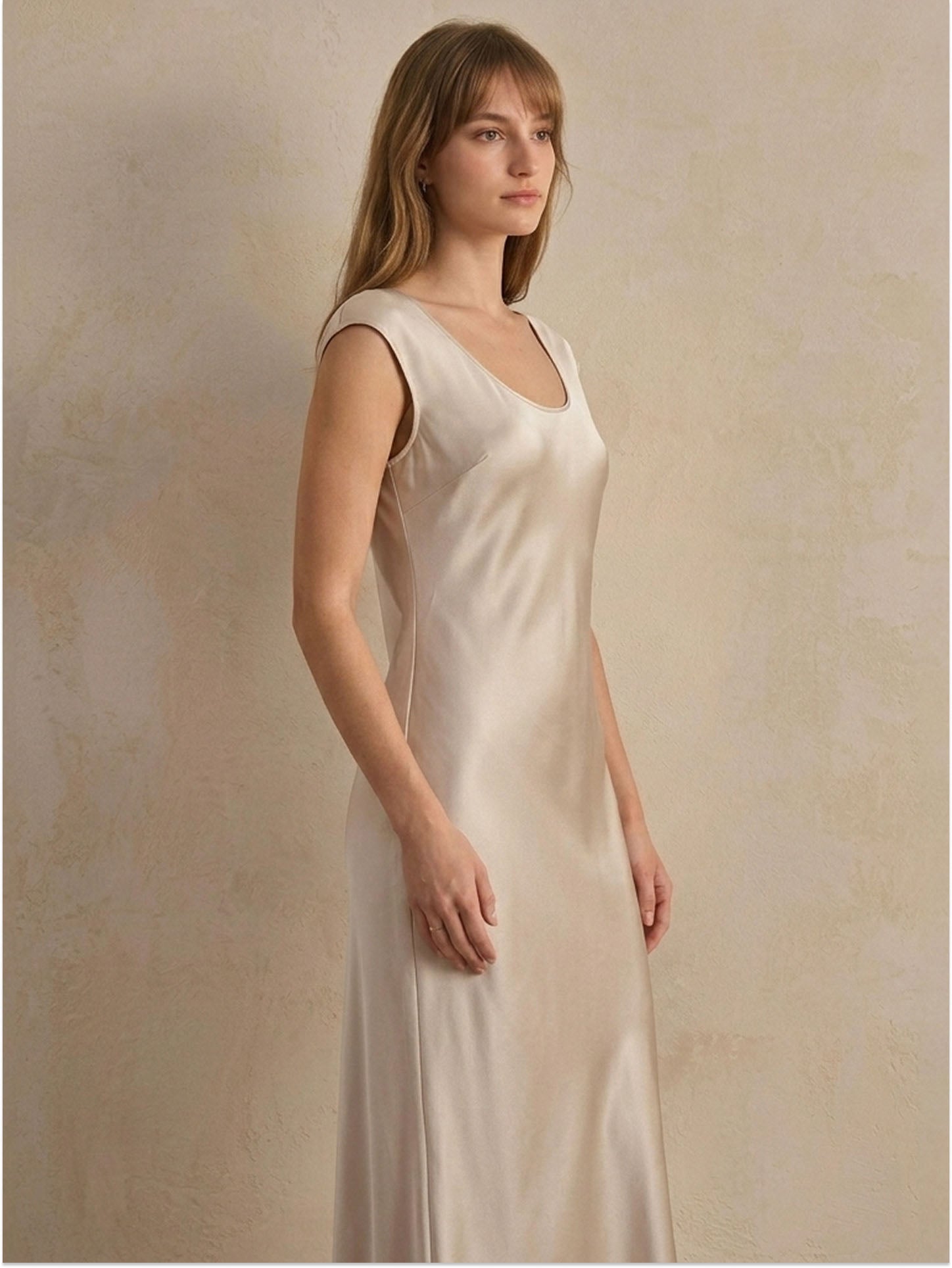 22 Momme Silk Cap Sleeve Dress #color_soft gray white