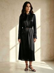 Bias Dress in Silk Charmeuse Women's #color_Black