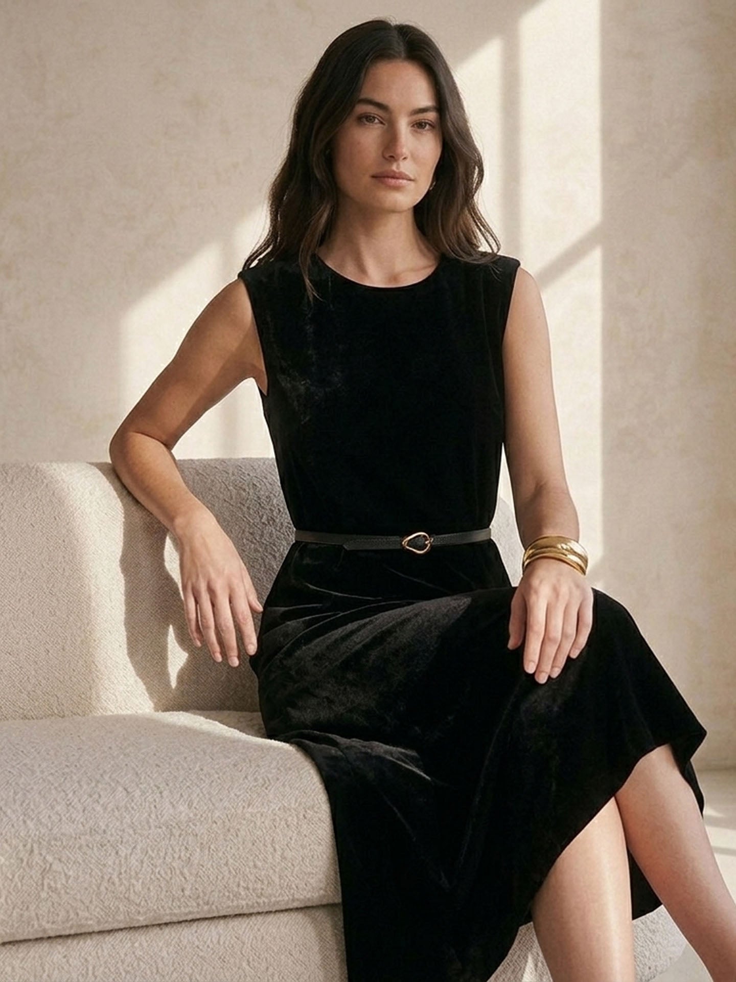 Bias Dress in Silk Charmeuse Women's #color_Black
