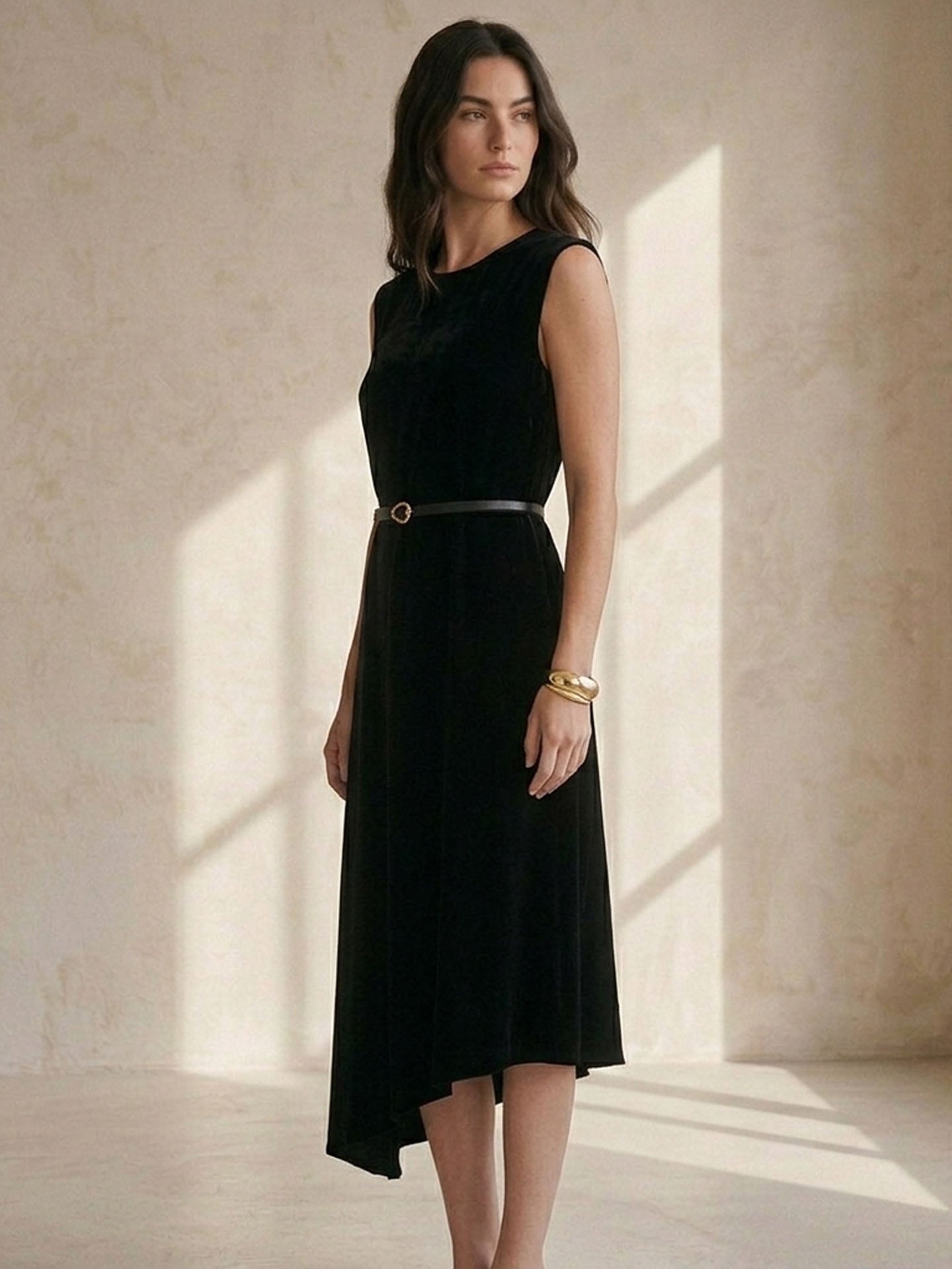 Bias Dress in Silk Charmeuse Women's #color_Black