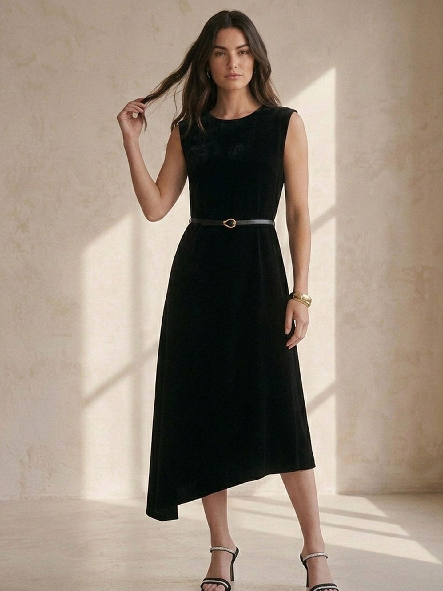 Bias Dress in Silk Charmeuse Women's #color_Black