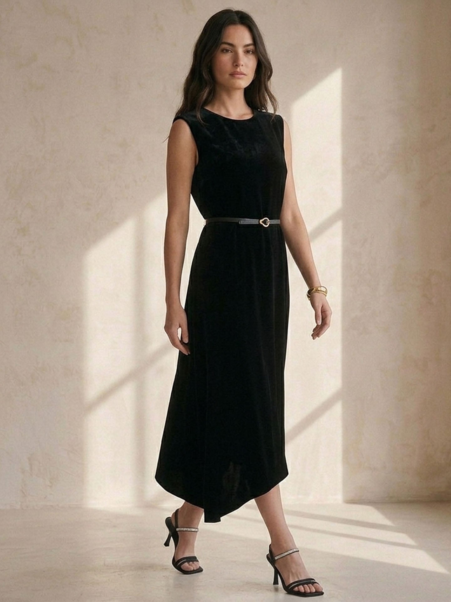 Bias Dress in Silk Charmeuse Women's #color_Black