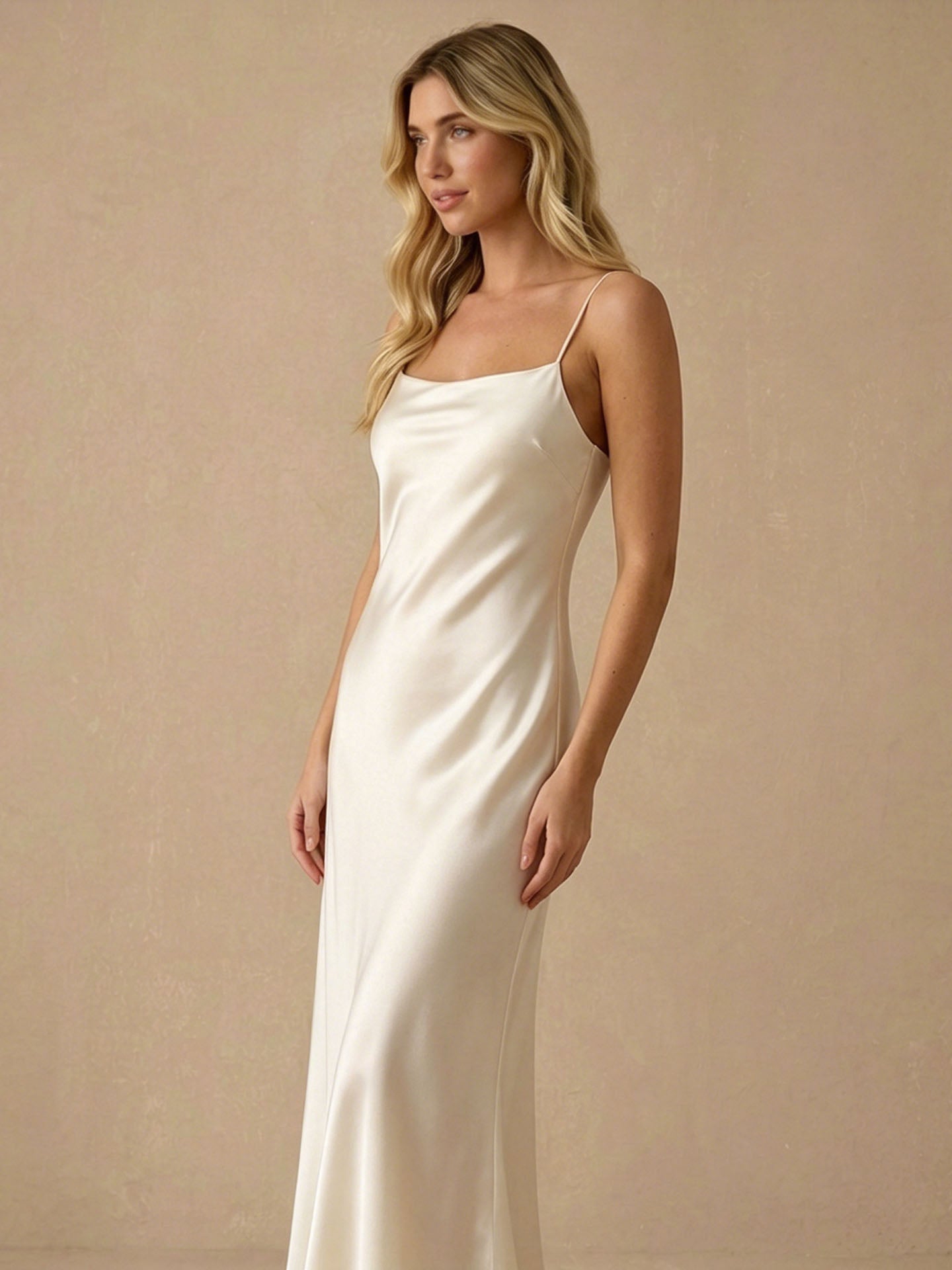 Classic Scoop Neck Mulberry Silk Slip Dress#color_Ivory White