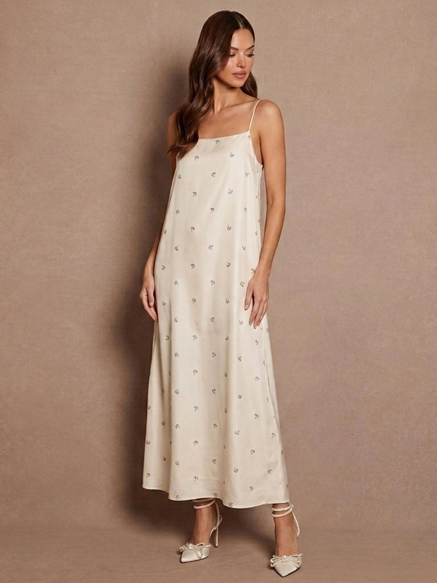 Printed Silk Twill Cami Maxi Dress#color_Seashell Print