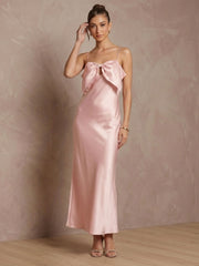 Bow Detail Satin Cami Maxi Dress#color_Blush Pink