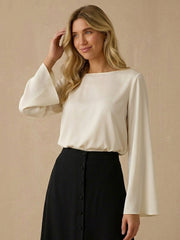 22 Momme Silk Boat Neck Blouse #color_Cream