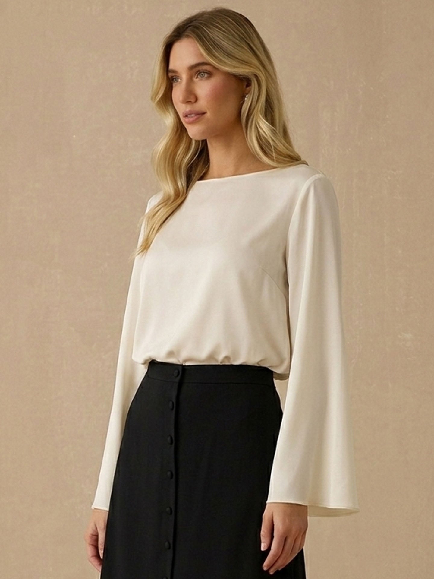 22 Momme Silk Boat Neck Blouse #color_Cream