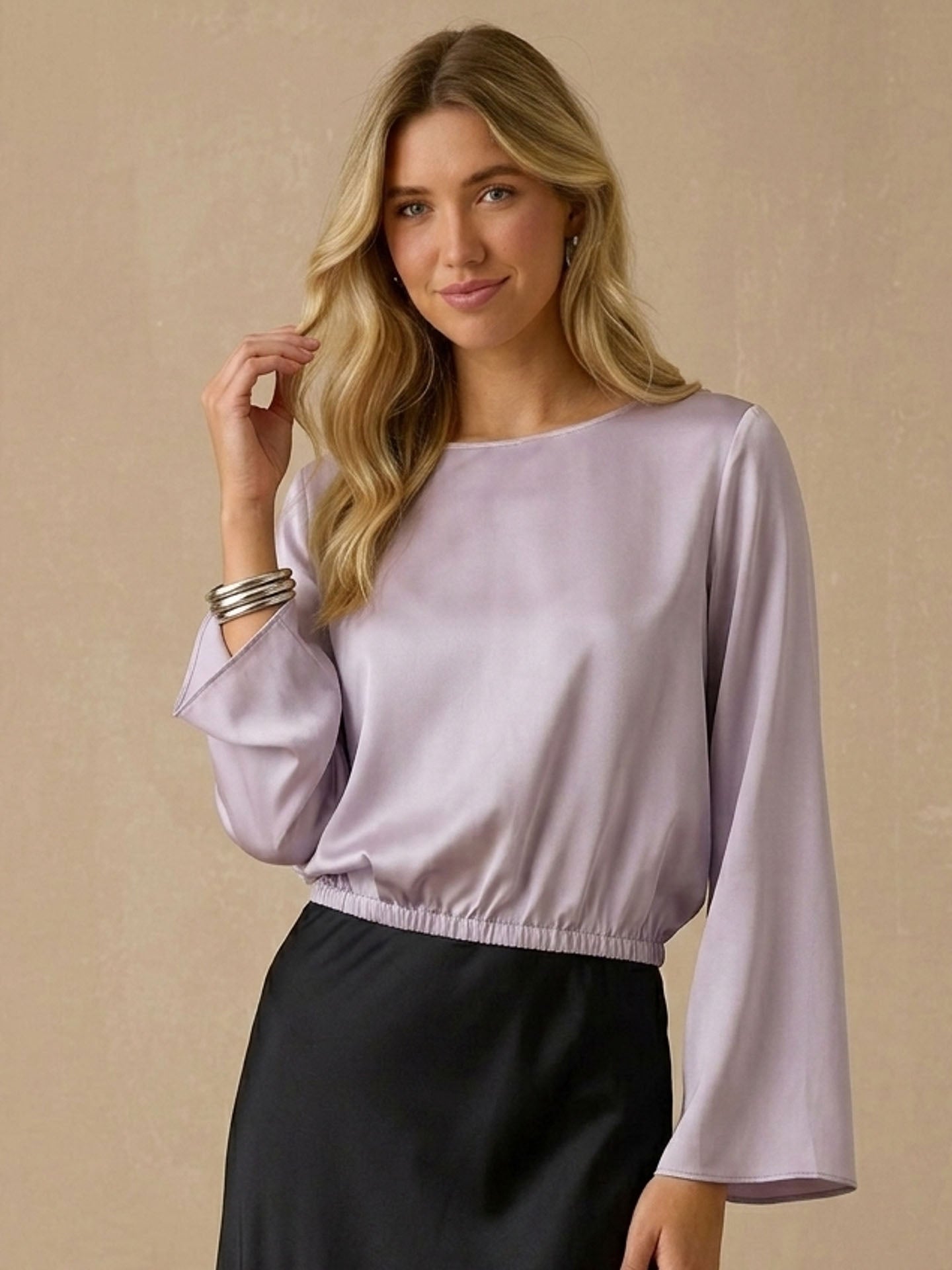 22 Momme Silk Boat Neck Blouse #color_Lilac
