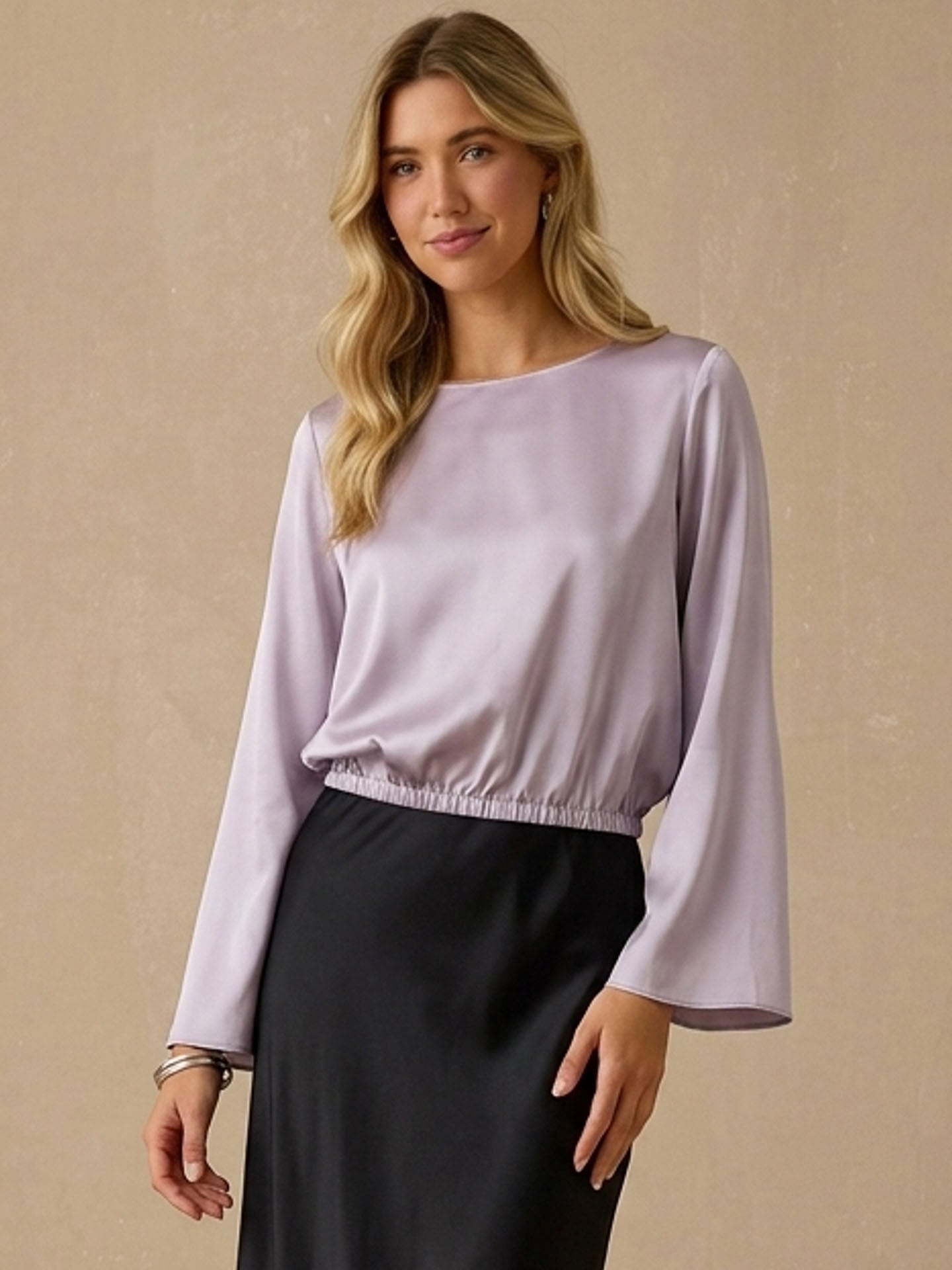 22 Momme Silk Boat Neck Blouse #color_Lilac