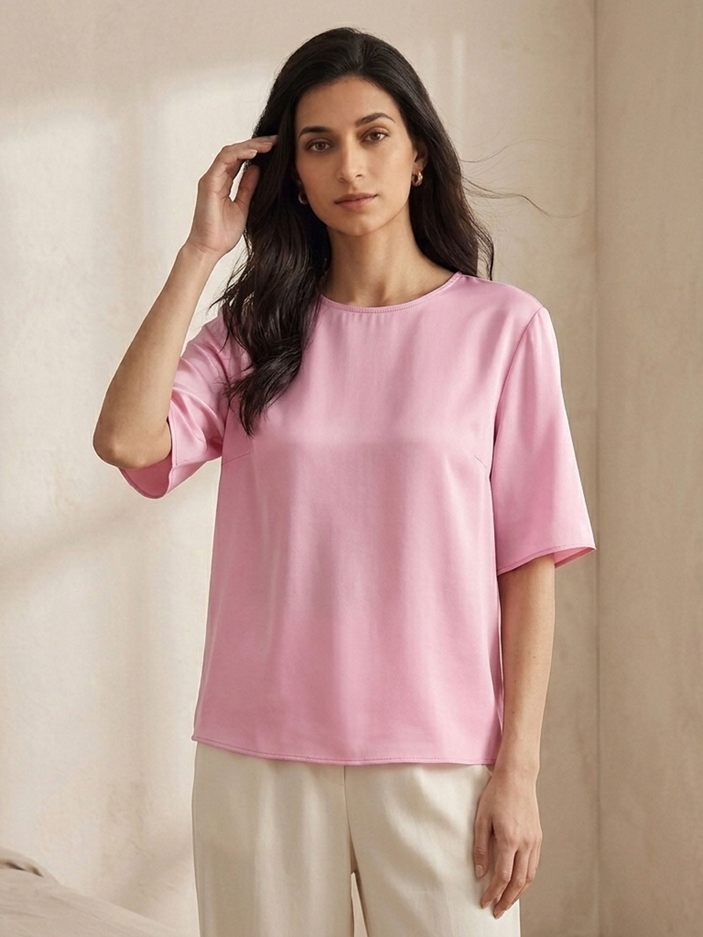 19 Momme Silk Satin Teek#color_Pink-Prism