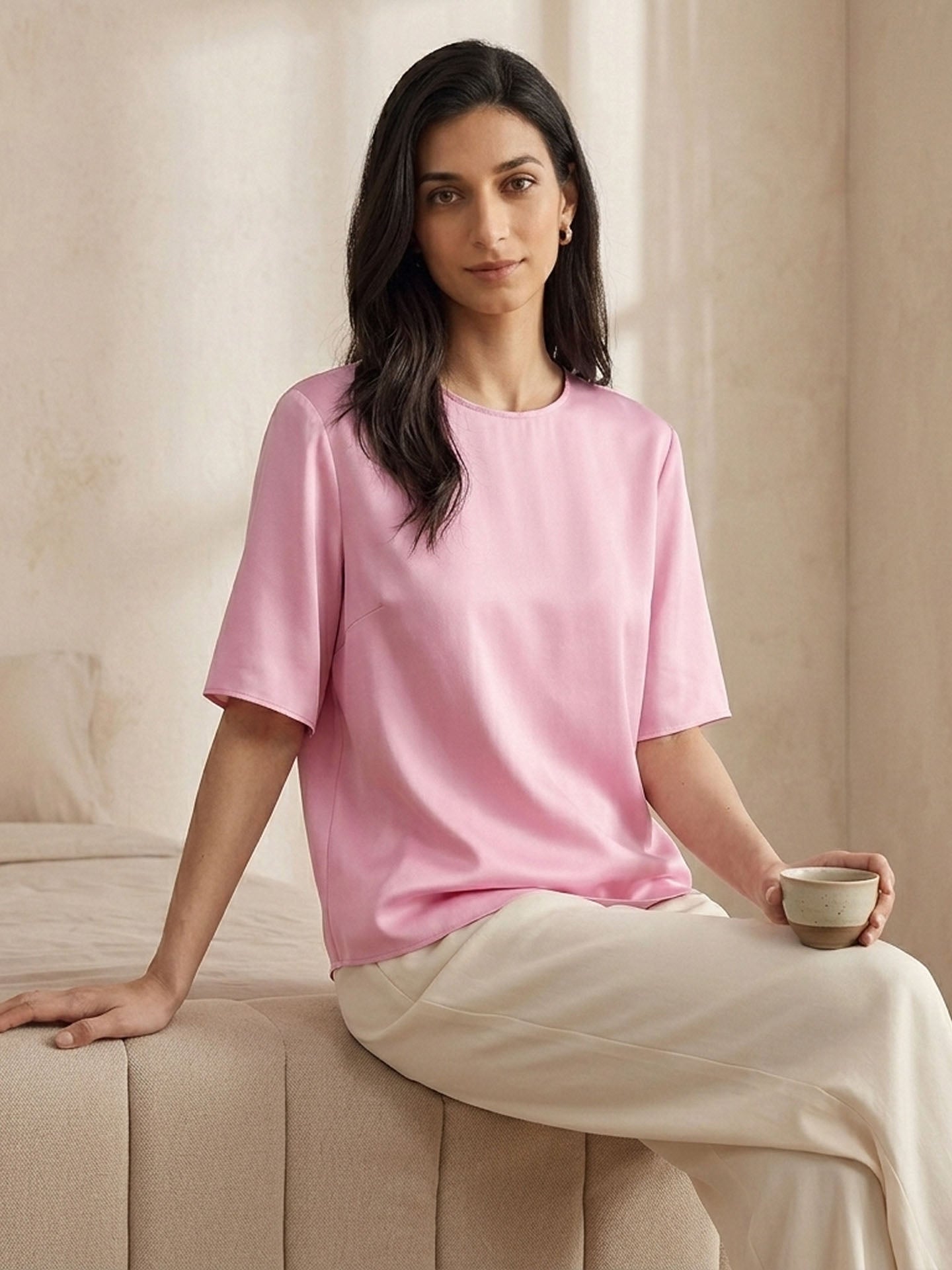 19 Momme Silk Satin Teek#color_Pink-Prism