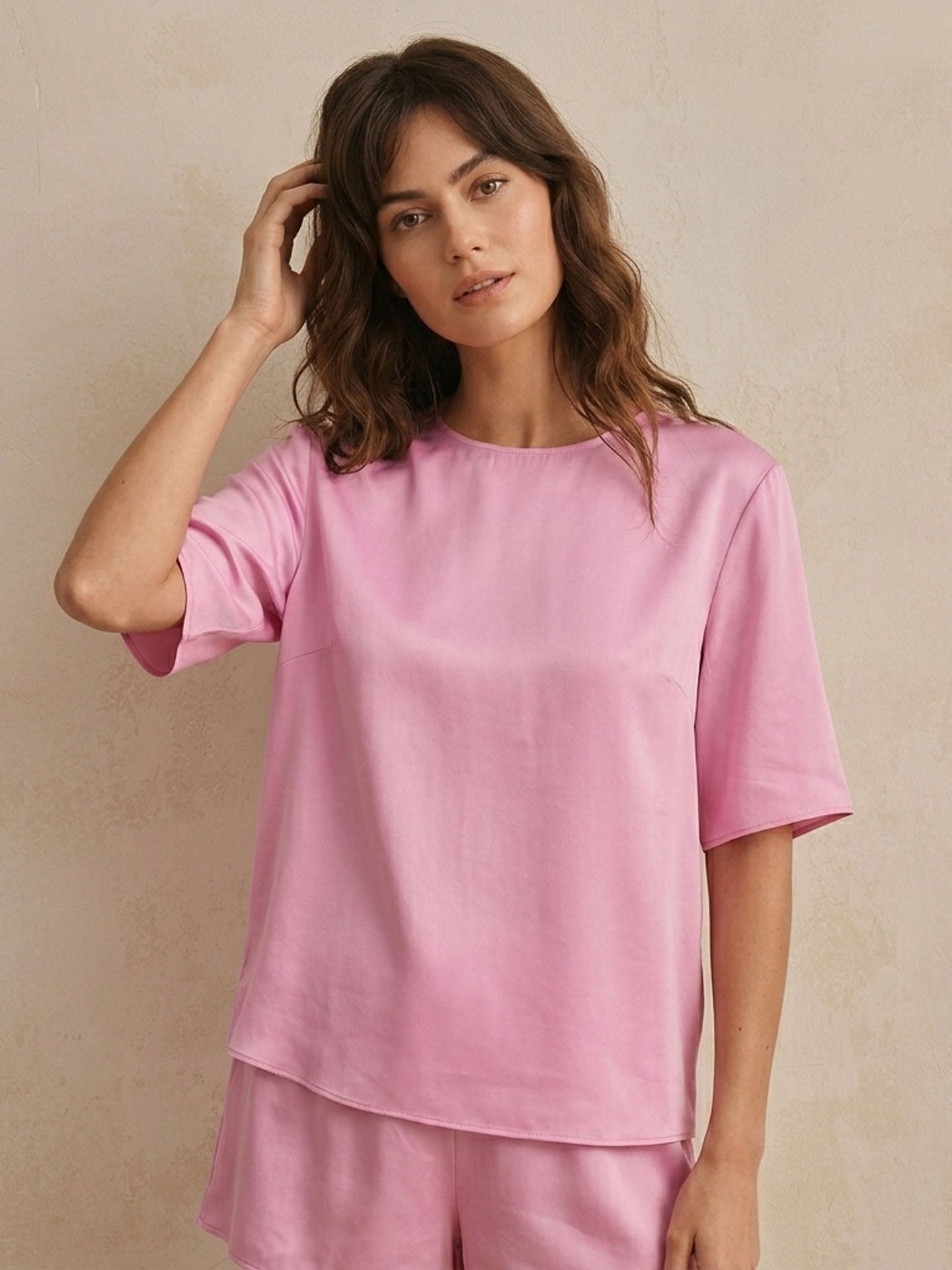 19 Momme Silk Satin Teek#color_Pink-Prism