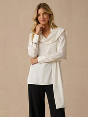 22 Momme Silk Scarf Blouse #color_White