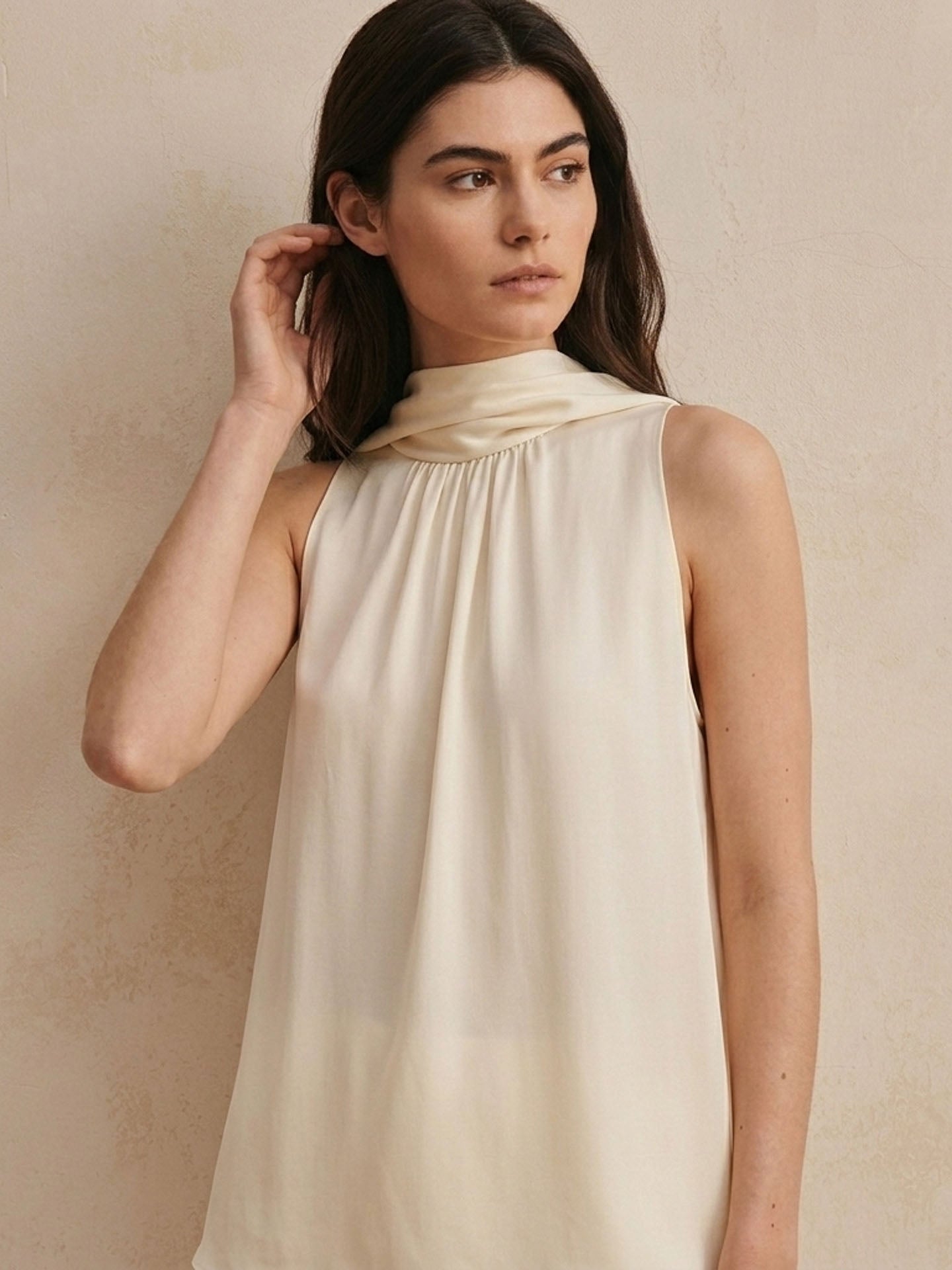 19 Momme Silk Bow Back Tank#color_White