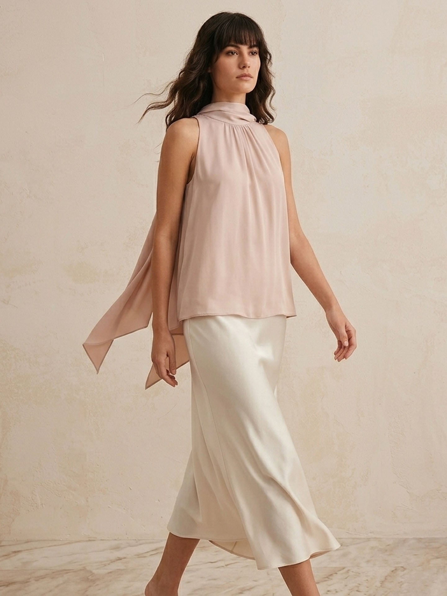 19 Momme Silk Bow Back Tank#color_pink-cinnamon