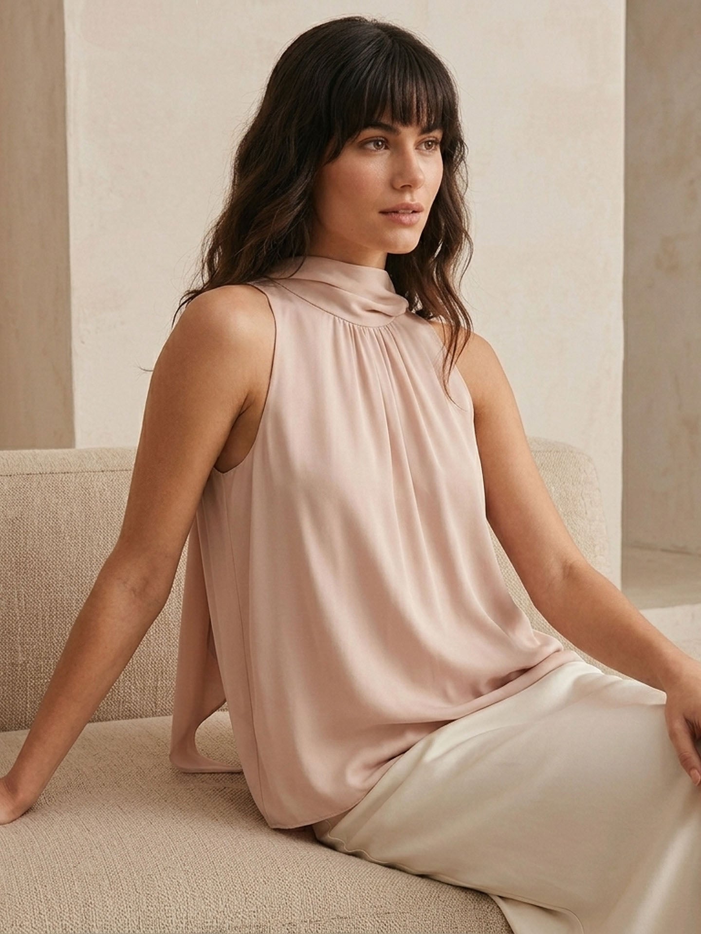 19 Momme Silk Bow Back Tank#color_pink-cinnamon