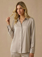 22 Momme Washable Silk Classic Shirt #color_Grey