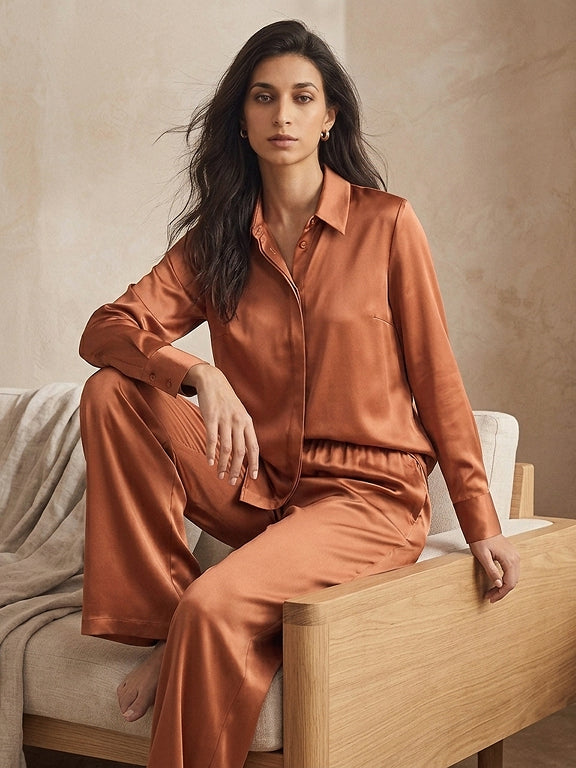 Relaxed Acetate Wide-Leg Pants #color_Caramel
