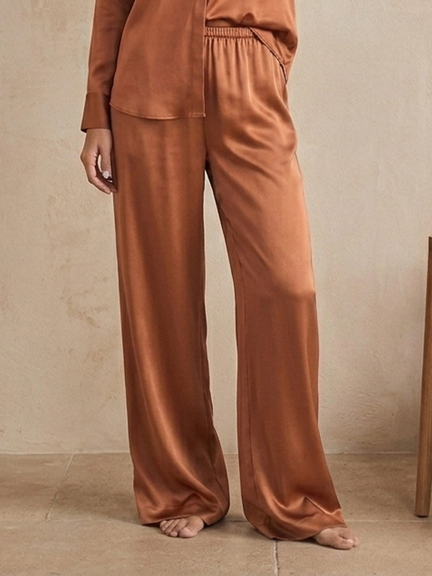 Relaxed Acetate Wide-Leg Pants #color_Caramel