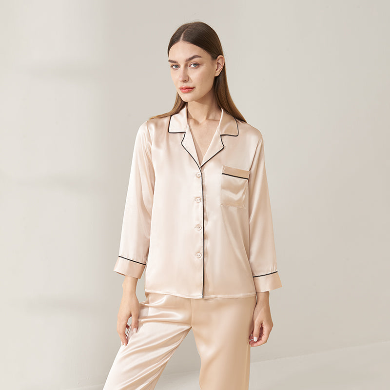 Classic Silk Long Sleeve Long Pants Pajama Set