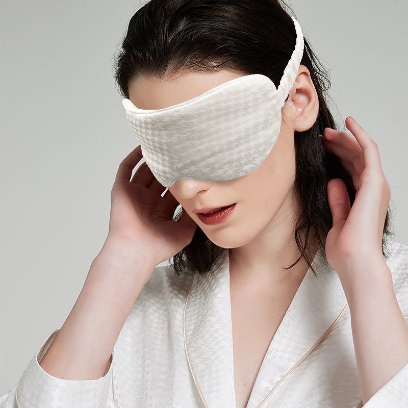 Houndstooth Silk Jacquard Eye Mask