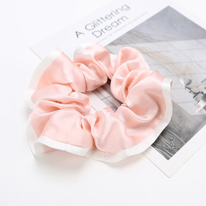 Contrast color silk scrunchies