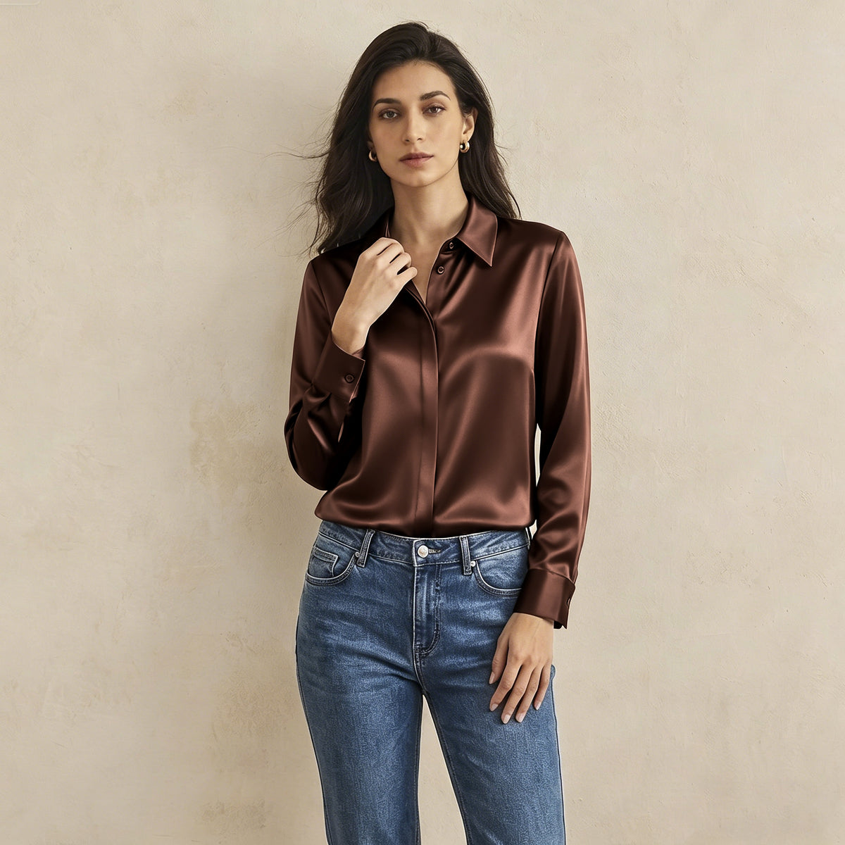 Versatile Elegance Stretch Silk Blouse