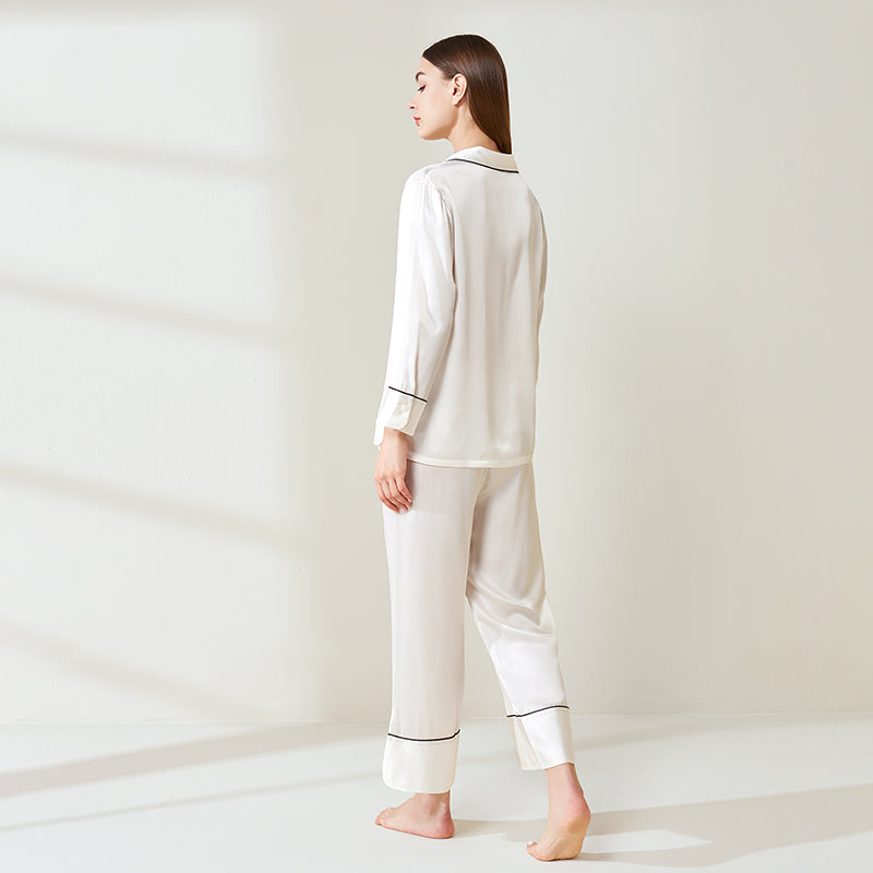 Double-band silk long-sleeved trousers suit
