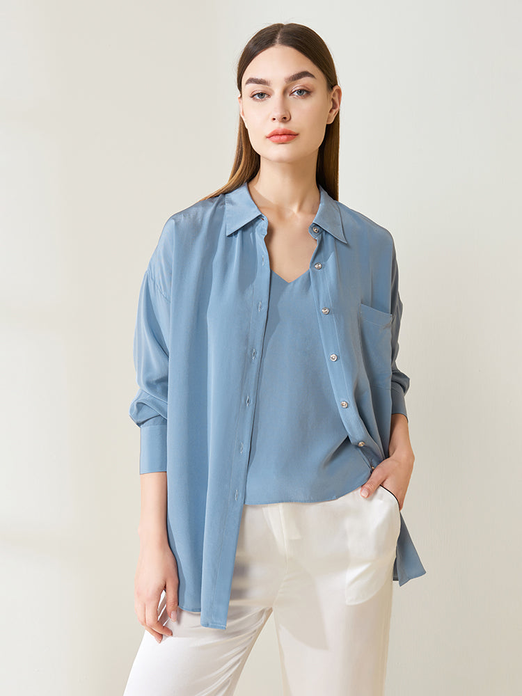 Versatile silk crepe de chine shirt