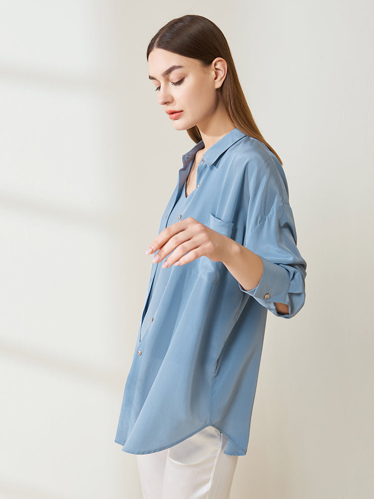 Versatile silk crepe de chine shirt