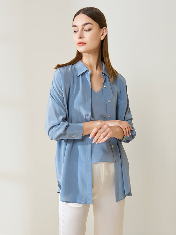 Versatile silk crepe de chine shirt