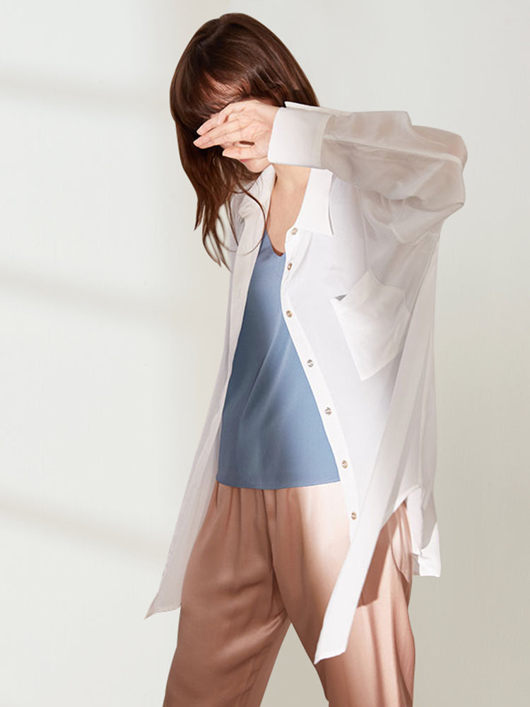 Versatile silk crepe de chine shirt