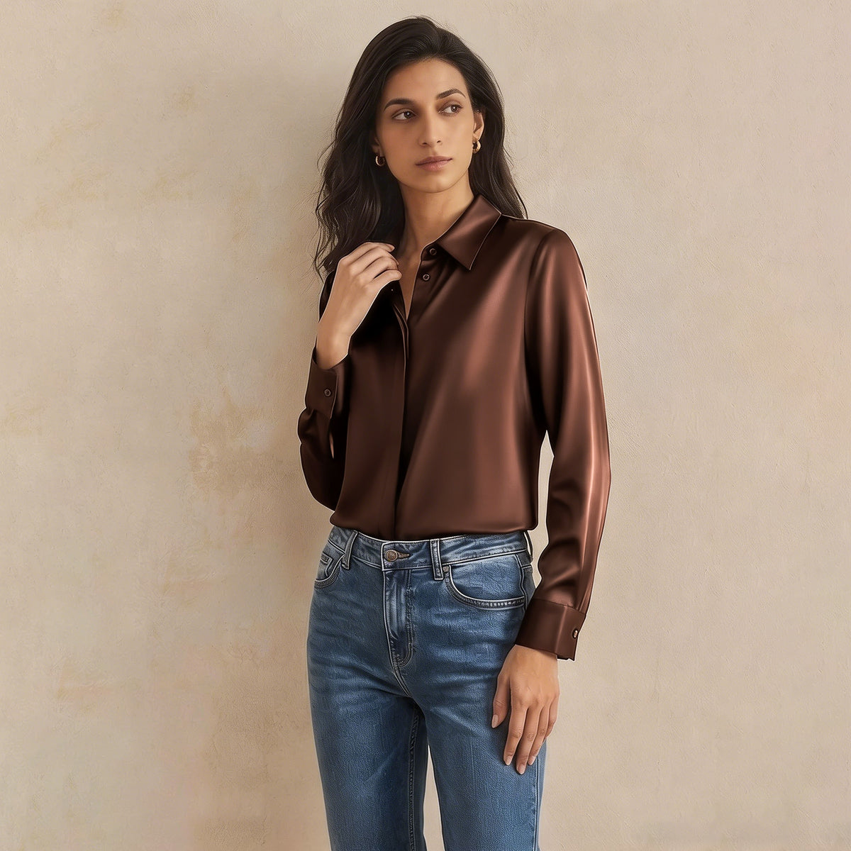 Versatile Elegance Stretch Silk Blouse