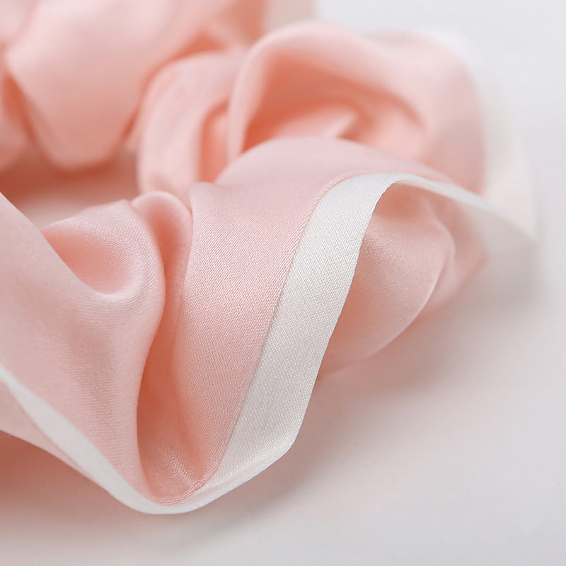 Contrast color silk scrunchies