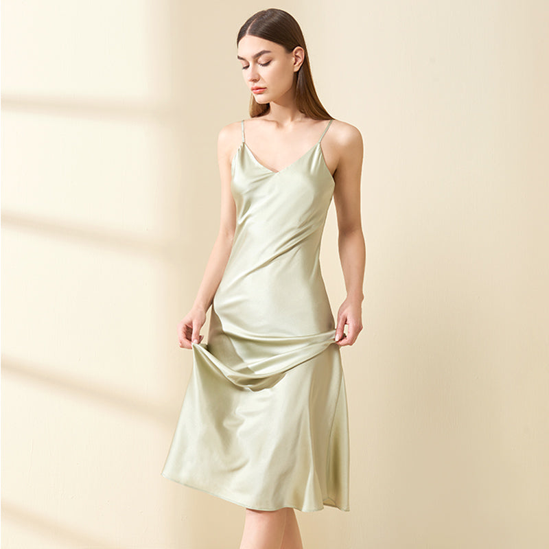 Silk casual suspender dress