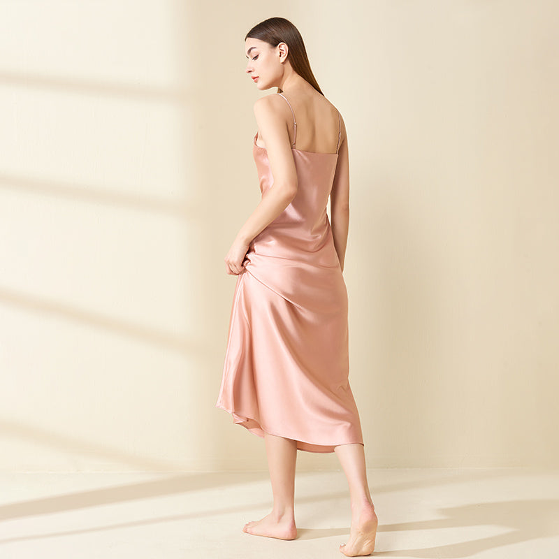 Silk casual suspender dress
