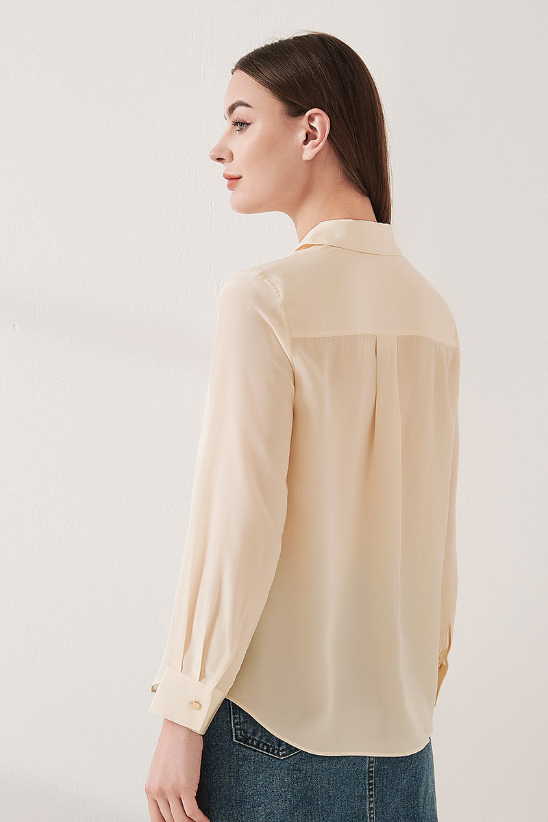 Simple silk crepe de chine shirt with concealed buttons