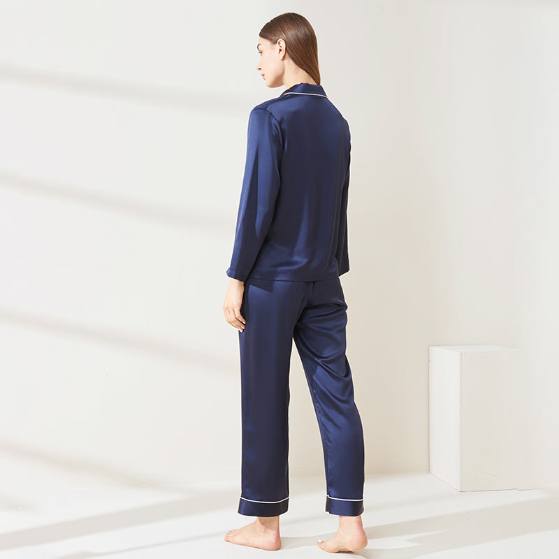 Heavyweight long-sleeved and long-pants silk suit