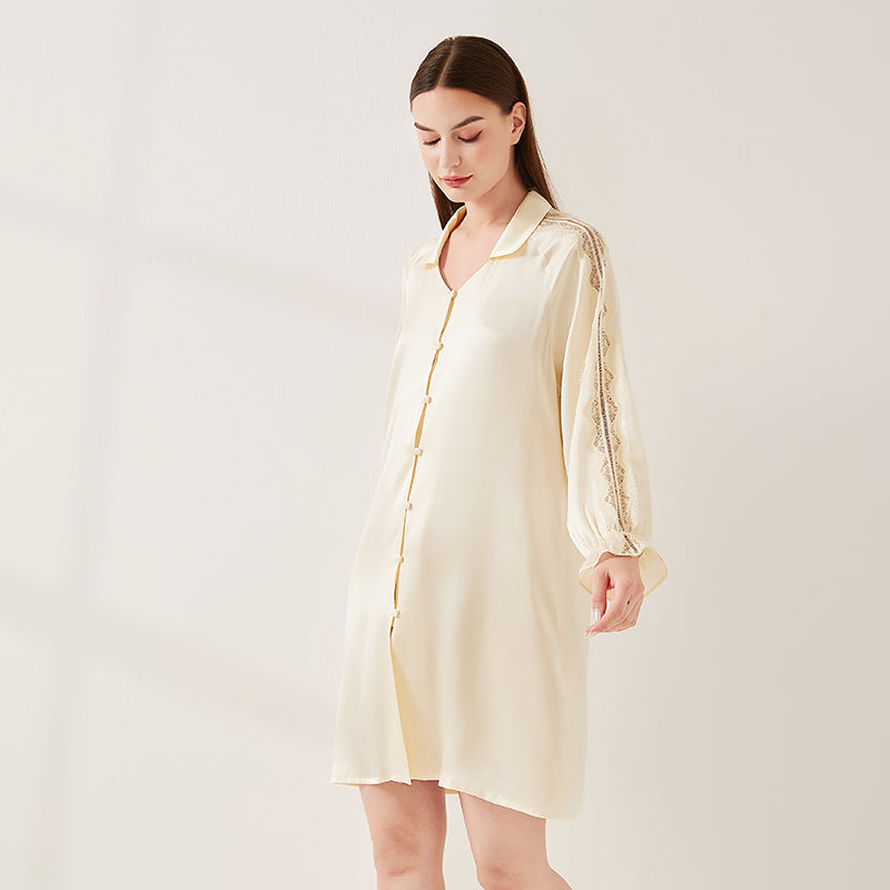 Lace Panel Raglan Sleeve Nightdress