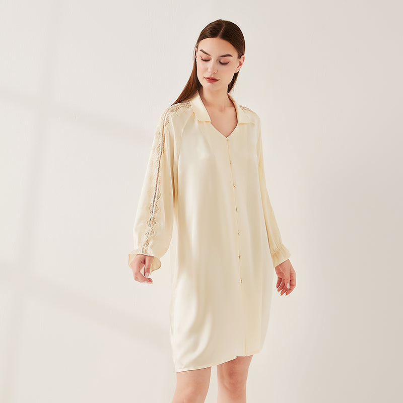 Lace Panel Raglan Sleeve Nightdress