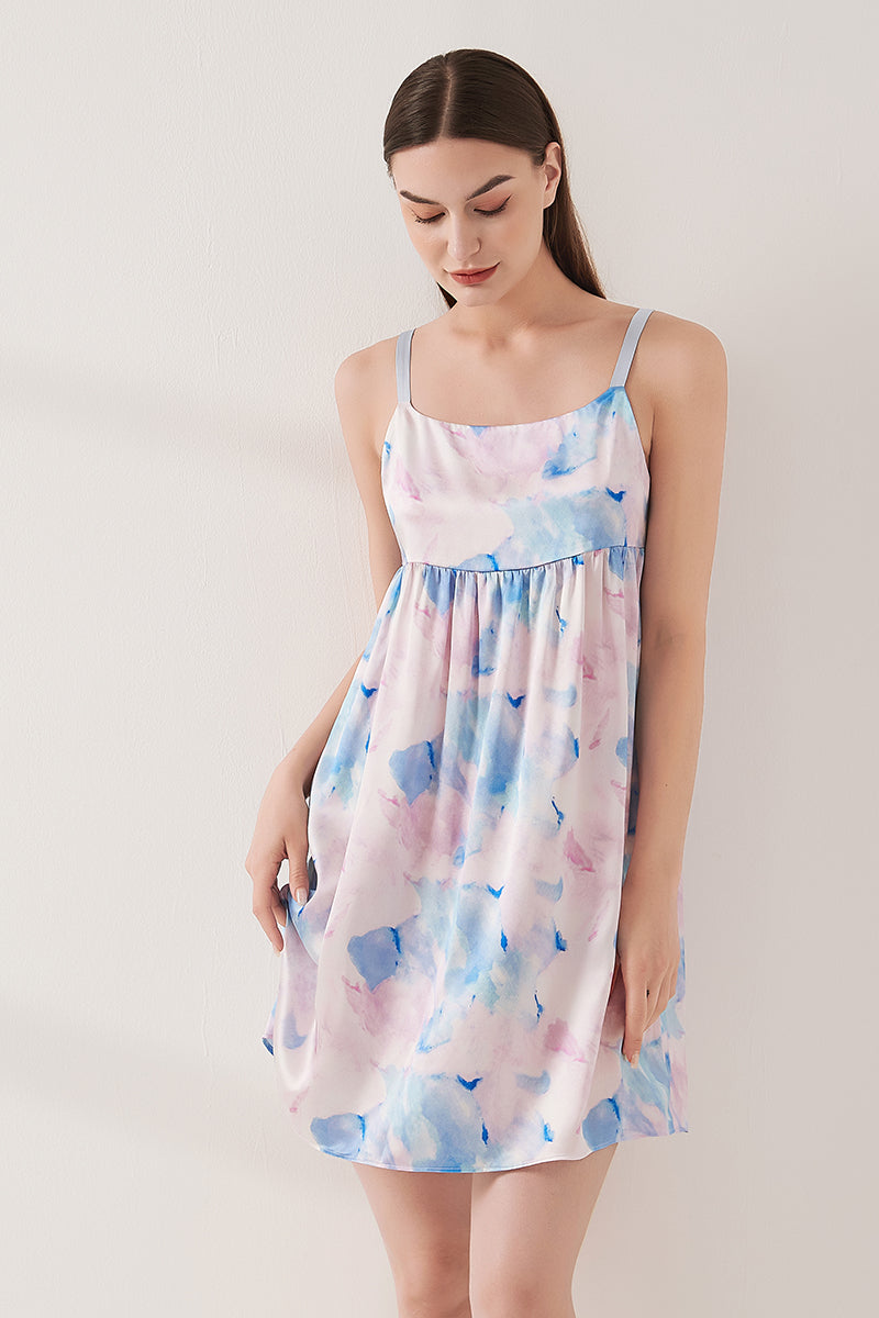 Watercolor print suspender skirt