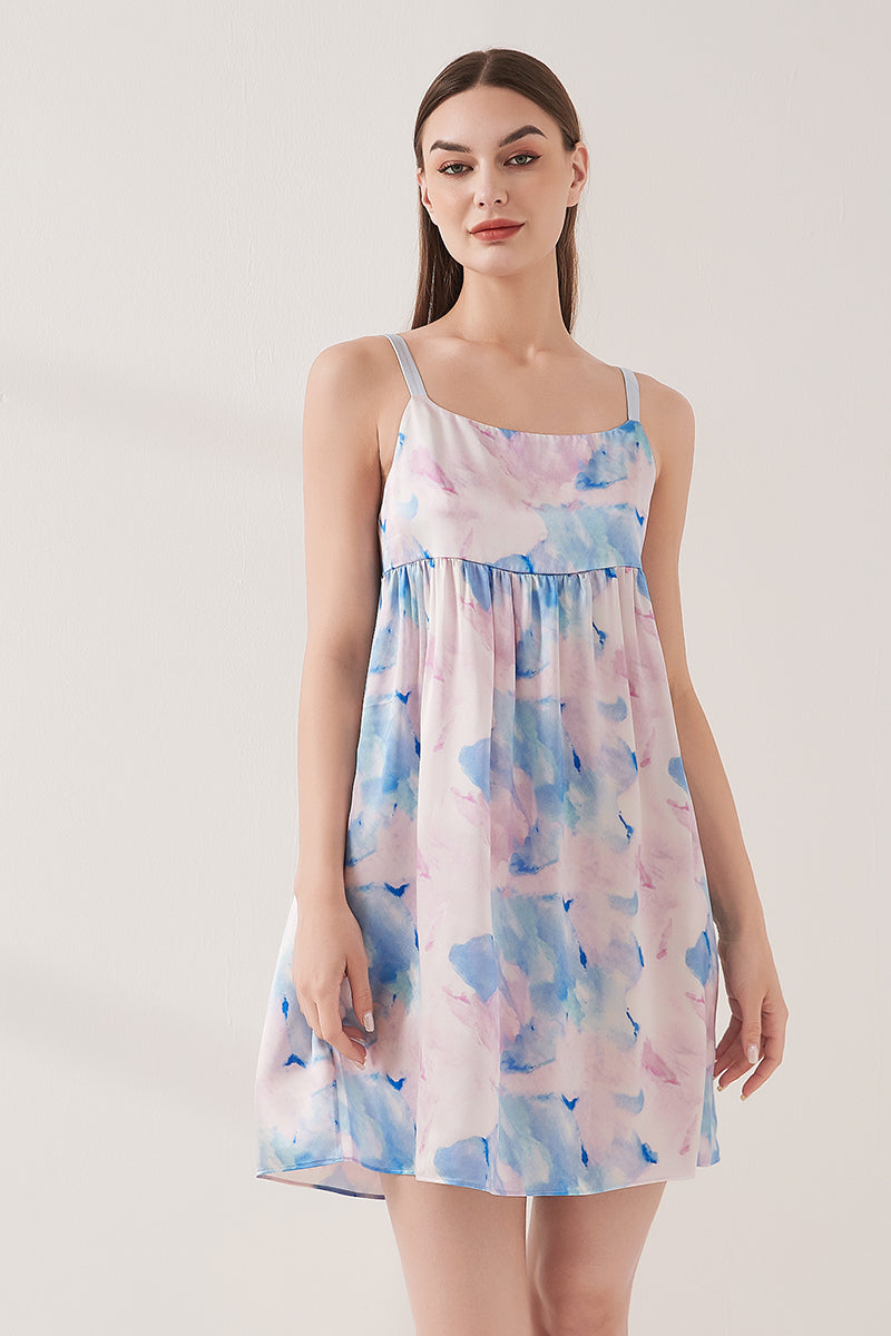 Watercolor print suspender skirt