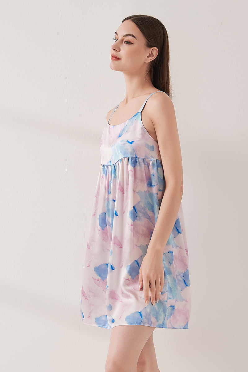 Watercolor print suspender skirt