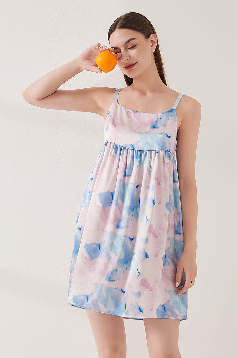 Watercolor print suspender skirt