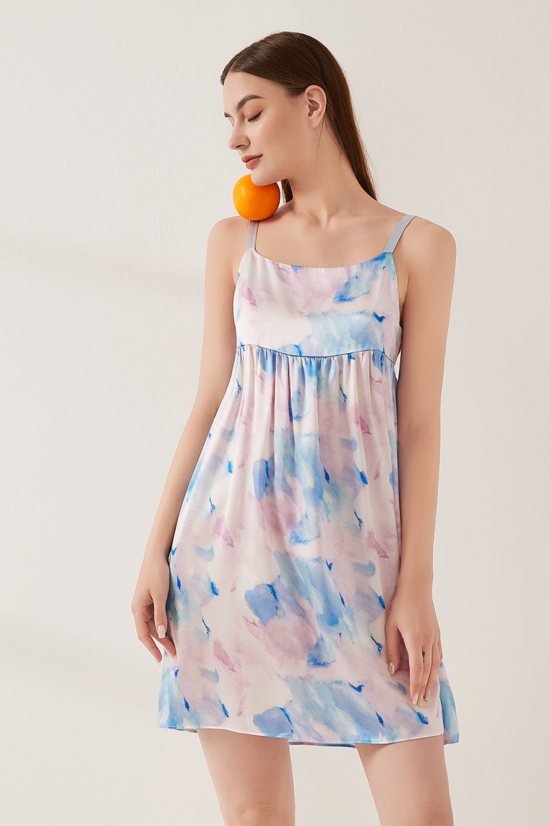 Watercolor print suspender skirt